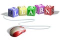 Mouse and learn blocks concept Royalty Free Stock Photo
