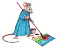 Mouse Making A Painting: Color Pencil Drawing