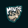 Mouse mascot logo design with modern illustration concept style for badge, emblem and t shirt printing. Head mouse illustration