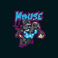 Mouse mascot logo design vector with modern illustration concept style for badge, emblem and t shirt printing. Mouse zombie