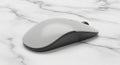 Mouse with a matte gray top and black sides sits on a polished Royalty Free Stock Photo
