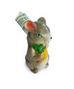 Money. Mouse a money-box with money