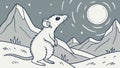 Mouse on a moonlit mountain. Tiny adventure in big world. vector design Generative AI Royalty Free Stock Photo
