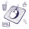 Mouse. Mouse pad. Cursors and buttons Royalty Free Stock Photo