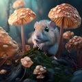 Mouse among Mushrooms Royalty Free Stock Photo