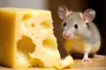 a mouse nibbling cheese in a corner