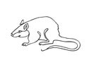 Mouse one line drawing. One continuous line drawing of rat for company logo identity. Abstract minimal line art. Funny Royalty Free Stock Photo