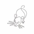 Mouse one line drawing vector illustration. Minimalism hand drawn sketch illustration animal rodents mascot symbol of 2020 new Royalty Free Stock Photo