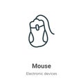 Mouse outline vector icon. Thin line black mouse icon, flat vector simple element illustration from editable electronic devices Royalty Free Stock Photo