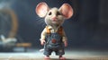 Mouse In Overalls Getting Ready For Work