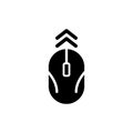 Mouse PC Scroll Up Silhouette Icon. Computer Mouse Move Arrow Top Glyph Pictogram. Technology Wireless Computer Tool
