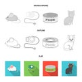 Mouse, pet leash, pet food, kitten. Cat set collection icons in flat,outline,monochrome style vector symbol stock Royalty Free Stock Photo