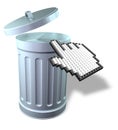 Mouse pointer with 3D trash can