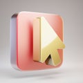 Mouse Pointer icon. Golden Mouse Pointer symbol on red matte gold plate Royalty Free Stock Photo