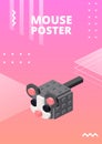 Mouse poster for print and design. Vector illustration. Royalty Free Stock Photo