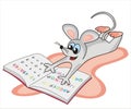 Mouse and primer, educational page, humorous illustration Royalty Free Stock Photo