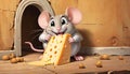 Mouse rat cheese food funny face character