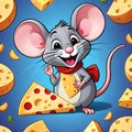 Mouse rat cheese wedge food cute smiling face