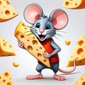 Mouse rat cheese wedge happy comic face