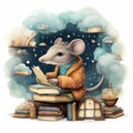 a mouse reading book Royalty Free Stock Photo