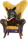 Mouse Reading Story Book Isolated