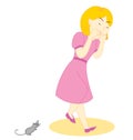 Mouse Scare Girl Royalty Free Stock Photo