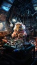 A Mouse Scientist Conducting Space Experiments in the Laboratory