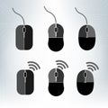 Mouse set icon in trendy flat style on grey background