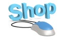 Mouse with shop word isolated Royalty Free Stock Photo