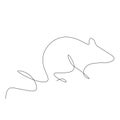 Mouse silhouette one line drawing vector illustration