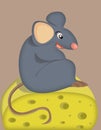 Mouse is sitting on the cheese
