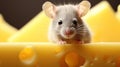 A mouse is sitting on top of a piece of cheese, AI