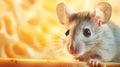 A mouse is sitting on top of a piece of cheese, AI