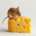 A mouse is sitting on top of a piece of cheese. Generative AI