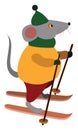 Mouse skier, illustration, vector