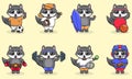 Set of Raccoon wearing uniform Sport set Royalty Free Stock Photo