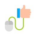 Mouse with thump up vector, Digital marketing flat style icon