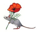 Mouse Toting Flower: Color Pencil