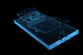 Mouse Trap 3D rendered xray blue Royalty Free Stock Photo