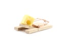 Mouse trap with cheese isolated Royalty Free Stock Photo
