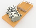 Mouse trap and dollars Royalty Free Stock Photo