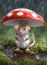 Mouse Under A Mushroom Umbrella