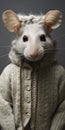 Ultra Detailed Analog Portrait: Rat In Knitwear With Braids