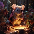 Small mouse in winter holiday scene. Created using ai generative. Royalty Free Stock Photo