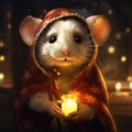 Small mouse in winter holiday scene. Created using ai generative. Royalty Free Stock Photo