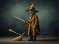 Mouse wizard with a broom Royalty Free Stock Photo