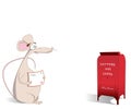 Mouse wrote a letter to Santa, mailbox Royalty Free Stock Photo