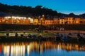 Mousehole harbour lights at dusk, Cornwall, UK. Royalty Free Stock Photo