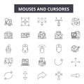 Mouses and cursores line icons, signs, vector set, linear concept, outline illustration Royalty Free Stock Photo