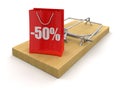 Mousetrap and bag with Percentage Sign (clipping path included)